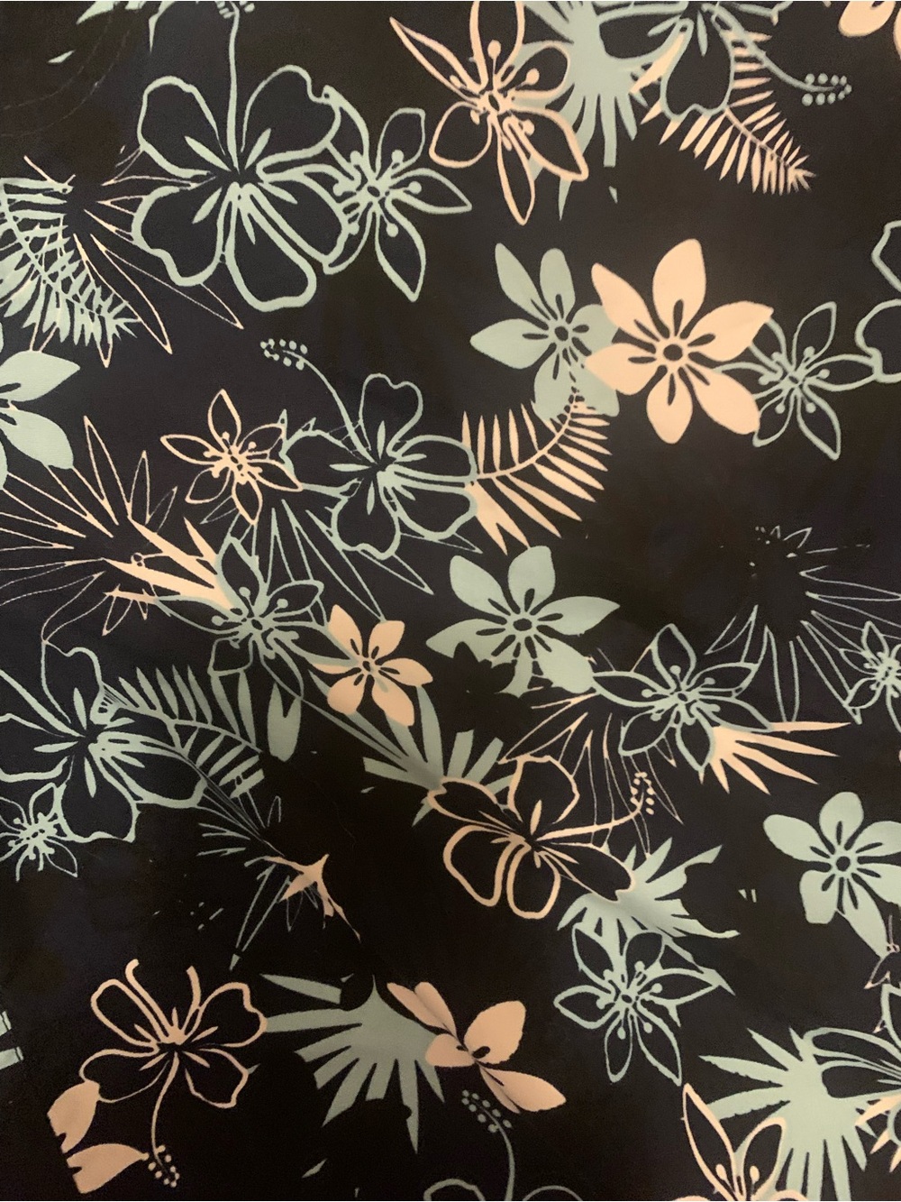 Black Floral Print Shorts in Blue & White - Picture 2 of 3